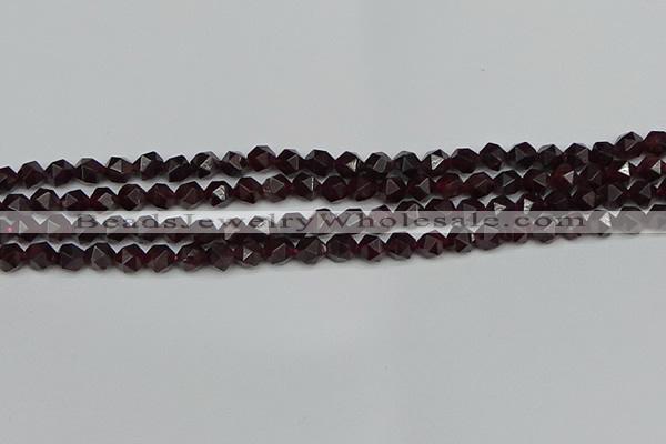 CNG7275 15.5 inches 6mm faceted nuggets red garnet beads