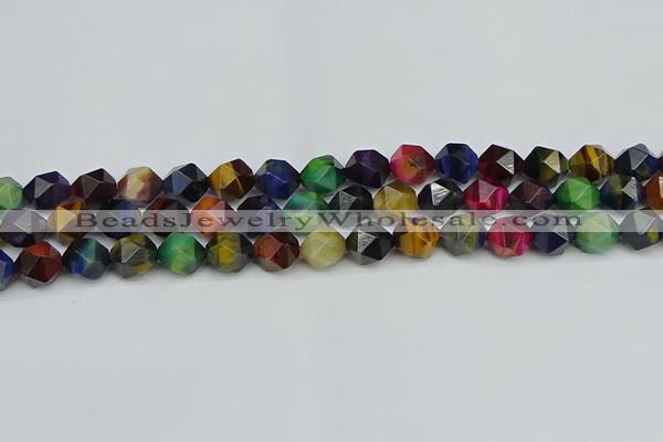 CNG7332 15.5 inches 10mm faceted nuggets mixed tiger eye beads