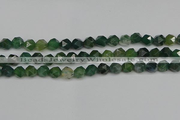 CNG7338 15.5 inches 12mm faceted nuggets moss agate beads