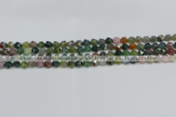 CNG7340 15.5 inches 6mm faceted nuggets Indian agate beads