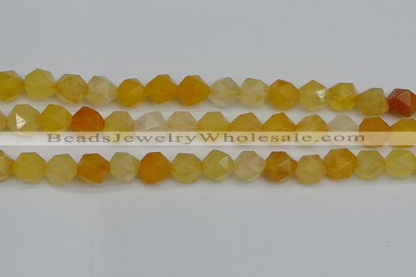 CNG7358 15.5 inches 12mm faceted nuggets yellow jade beads