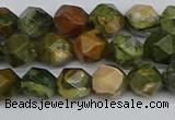 CNG7395 15.5 inches 6mm faceted nuggets rhyolite gemstone beads