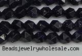 CNG7405 15.5 inches 6mm faceted nuggets blue goldstone beads