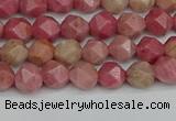 CNG7420 15.5 inches 6mm faceted nuggets rhodochrosite beads