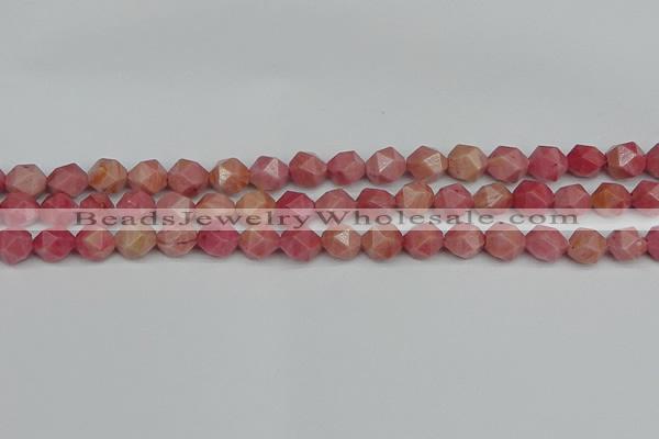 CNG7421 15.5 inches 8mm faceted nuggets rhodochrosite beads