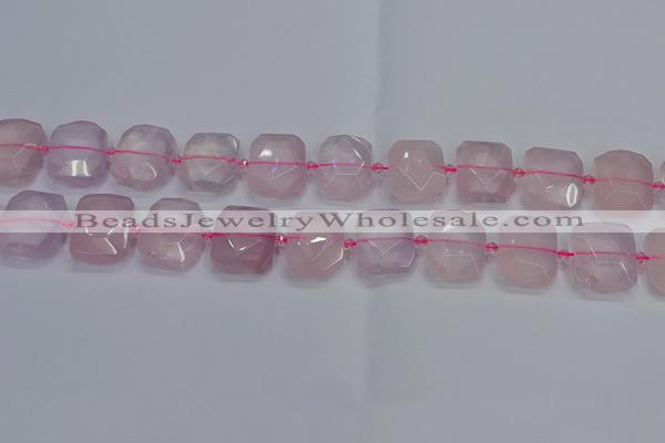 CNG7471 15.5 inches 18*25mm - 20*28mm faceted freeform rose quartz beads