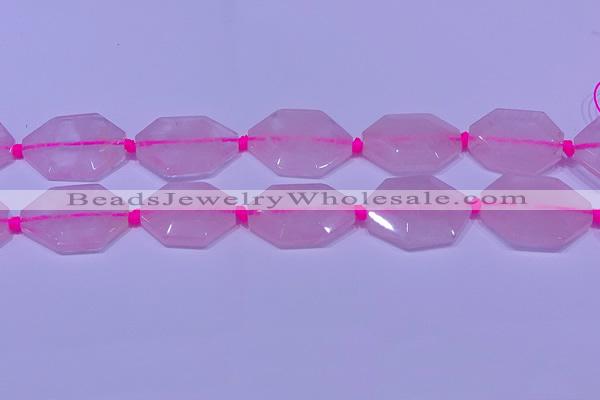 CNG7510 15.5 inches 25*35mm - 30*40mm faceted freeform rose quartz beads