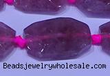 CNG7522 18*25mm - 25*35mm faceted freeform strawberry quartz beads