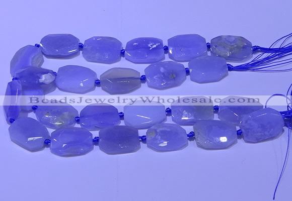 CNG7623 20*30mm - 22*32mm faceted freeform blue chalcedony beads