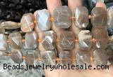 CNG7766 13*18mm - 15*25mm faceted freeform orange moonstone beads