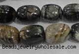 CNG777 15.5 inches 13*18mm nuggets black line jasper beads wholesale