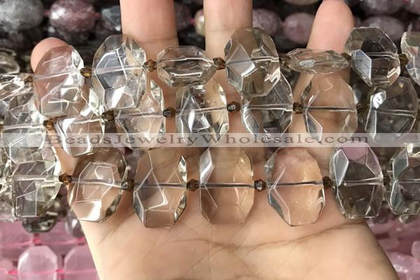 CNG7779 13*18mm - 15*25mm faceted freeform smoky quartz beads