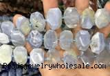 CNG7781 13*18mm - 15*25mm faceted freeform blue chalcedony beads