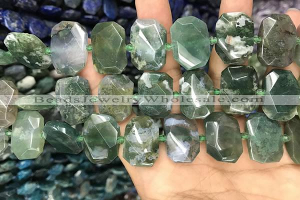 CNG7783 15.5 inches 13*18mm - 15*25mm faceted freeform moss agate beads