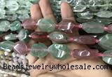 CNG7807 13*18mm - 18*25mm faceted freeform mixed strawberry quartz beads