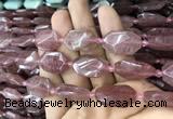 CNG7808 13*18mm - 18*25mm faceted freeform strawberry quartz beads