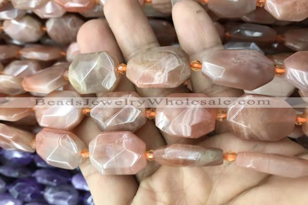 CNG7810 13*18mm - 18*25mm faceted freeform orange moonstone beads