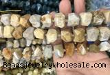 CNG7844 12*16mm - 15*20mm faceted nuggets fossil coral beads