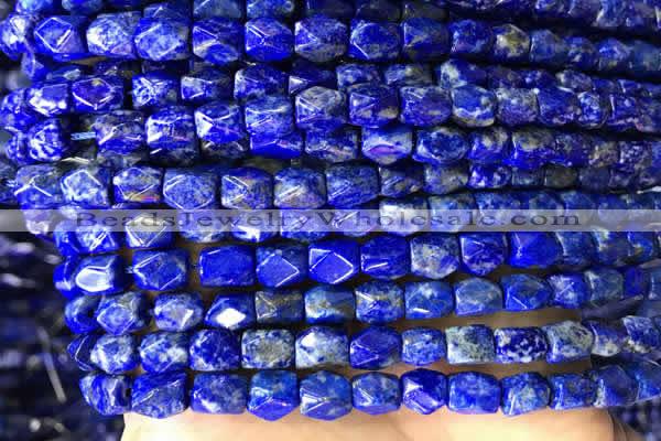 CNG7845 15.5 inches 6*8mm faceted nuggets lapis lazuli beads