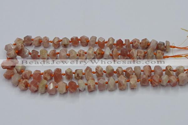 CNG7853 15.5 inches 6*10mm - 8*12mm faceted nuggets sunstone beads