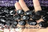 CNG7869 13*18mm - 18*25mm faceted freeform black tourmaline beads