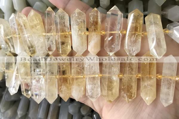 CNG7931 15.5 inches 10*22mm - 12*45mm faceted nuggets citrine beads