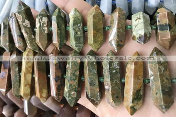 CNG7938 15.5 inches 10*22mm - 12*45mm faceted nuggets rhyolite beads