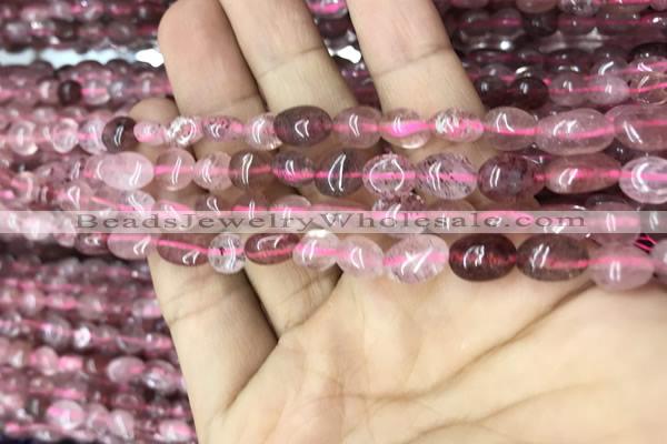 CNG8006 15.5 inches 6*8mm nuggets strawberry quartz beads