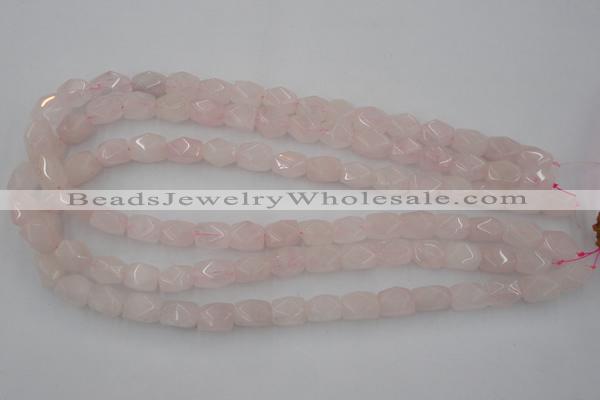 CNG815 15.5 inches 8*12mm faceted nuggets rose quartz beads