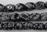 CNG820 15.5 inches 9*12mm faceted nuggets snowflake obsidian beads