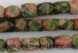 CNG821 15.5 inches 9*12mm faceted nuggets unakite gemstone beads