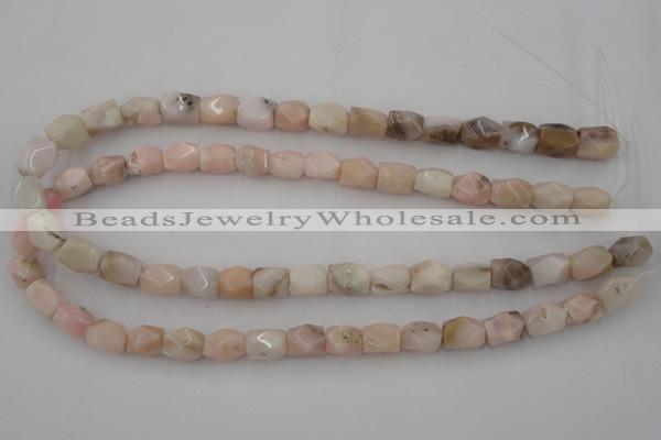 CNG824 15.5 inches 9*12mm faceted nuggets pink opal gemstone beads