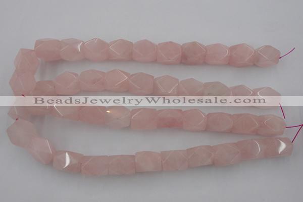 CNG833 15.5 inches 13*18mm faceted nuggets rose quartz beads