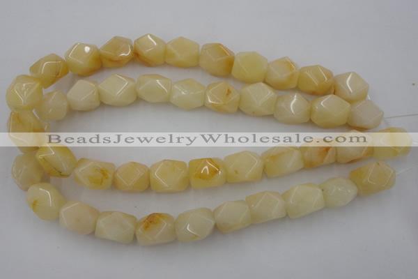 CNG837 15.5 inches 13*18mm faceted nuggets yellow jade beads