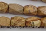 CNG842 15.5 inches 13*18mm faceted nuggets picture jasper beads