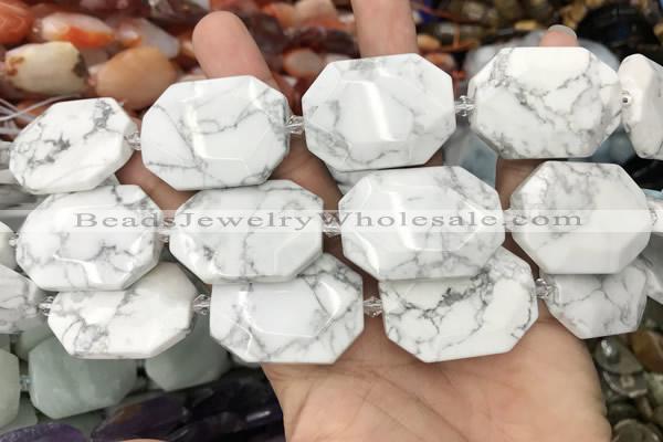 CNG8556 22*30mm - 25*35mm faceted freeform white howlite beads