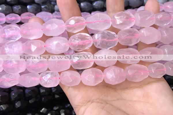 CNG8563 12*16mm - 15*20mm faceted nuggets rose quartz beads