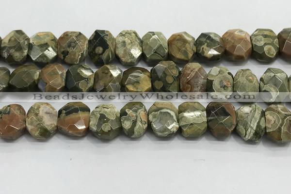 CNG8619 10*13mm - 12*16mm faceted freeform rhyolite beads