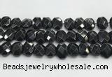 CNG8624 10*13mm - 12*16mm faceted freeform black agate beads