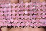 CNG8691 15.5 inches 8mm faceted nuggets rose quartz beads