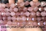 CNG8698 15.5 inches 12mm faceted nuggets strawberry quartz beads