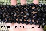 CNG8737 15.5 inches 8mm faceted nuggets black agate beads