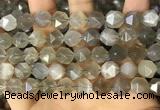 CNG8749 15.5 inches 12mm faceted nuggets grey moonstone beads