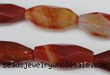 CNG880 15.5 inches 14*30mm faceted rice red agate nugget beads