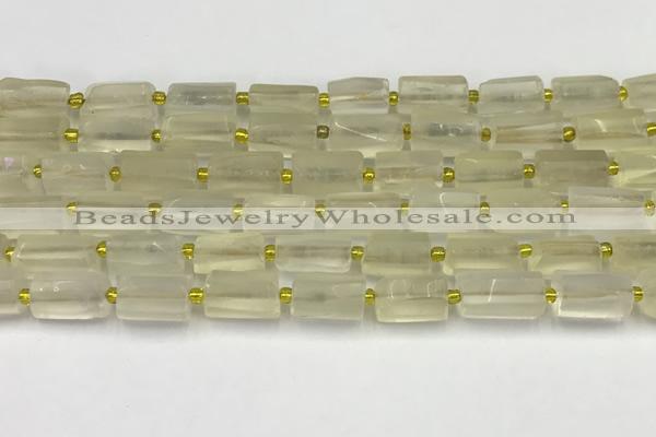 CNG8851 15.5 inches 8*12mm - 10*16mm nuggets matte lemon quartz beads