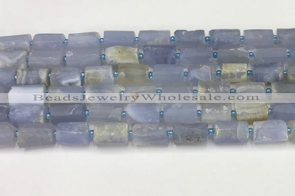 CNG8857 8*12mm - 10*16mm nuggets matte blue chalcedony beads