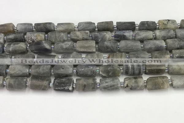 CNG8862 15.5 inches 8*12mm - 10*16mm nuggets matte labradorite beads