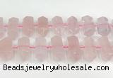 CNG8910 10*25mm - 15*30mm faceted nuggets rose quartz beads