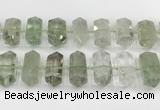 CNG8912 10*25mm - 15*30mm faceted nuggets green quartz beads