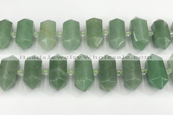 CNG8915 10*25mm - 15*30mm faceted nuggets green aventurine beads